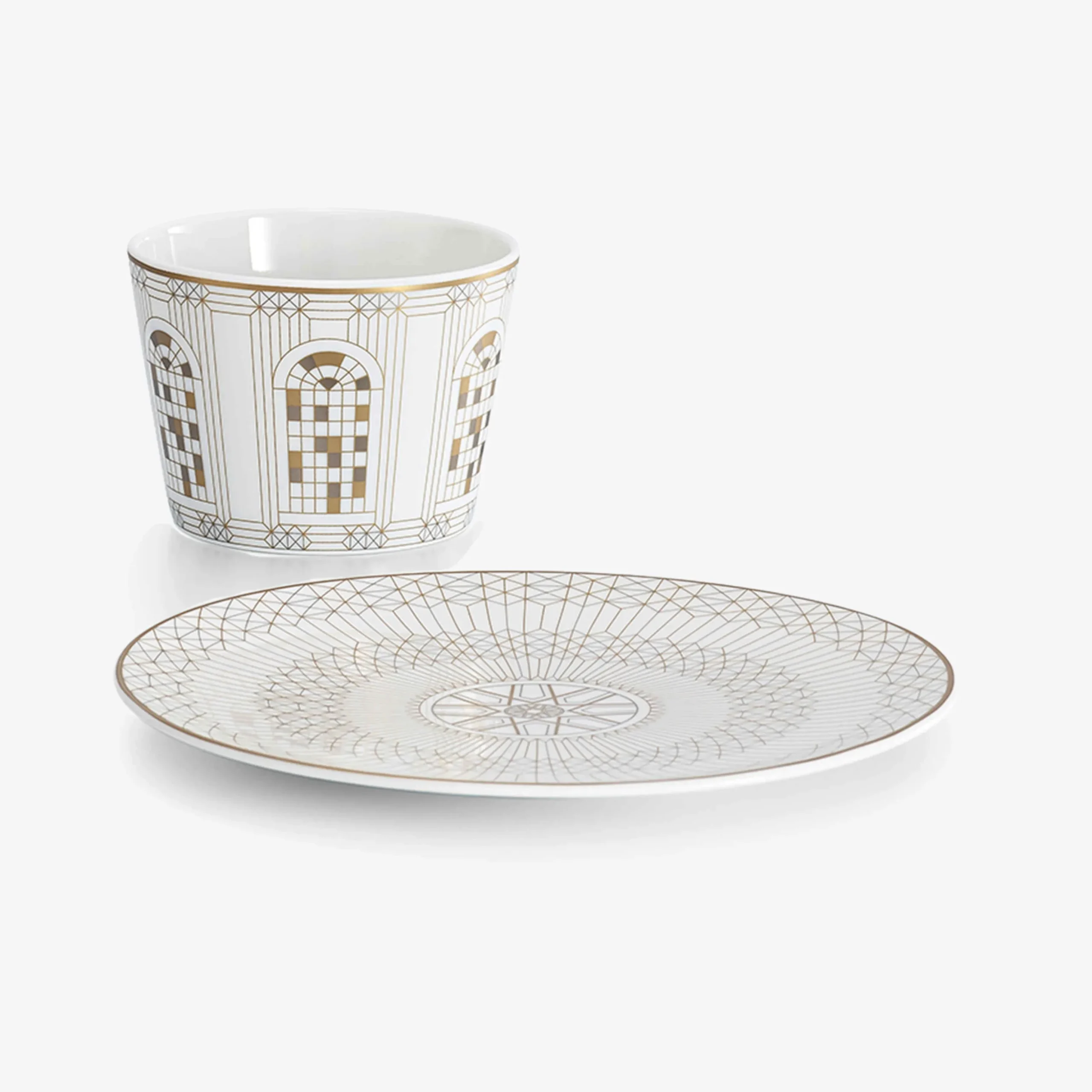 Timbale & Assiette Arcadia Or Et Platine | Baccarat France